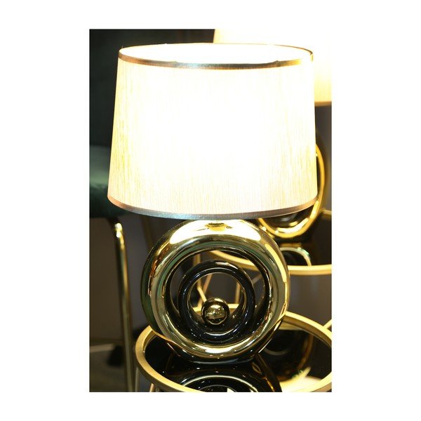 Biała lampa stołowa z konstrukcją w złotym kolorze Mauro Ferretti Round-image-4