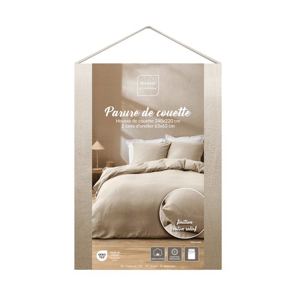 Bawełniana pościel dwuosobowa 3-częściowa w naturalnym kolorze 240x220 cm Clara – douceur d'intérieur-image-4