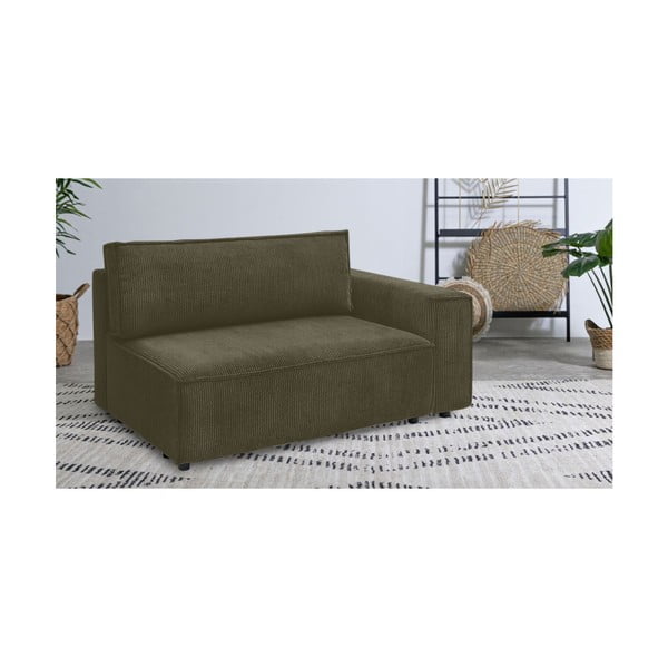 Jasnozielony sztruksowy moduł sofy (prawostronny) Nihad modular – Bobochic Paris-image-1