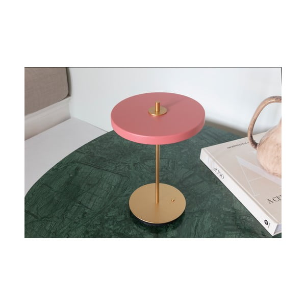 Różowa lampa stołowa LED ze ściemniaczem i metalowym kloszem (wysokość 31 cm) Asteria Move – UMAGE-image-3