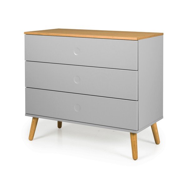 Szara komoda z nogami z drewna dębowego Tenzo Dot, 90x79 cm-image-1