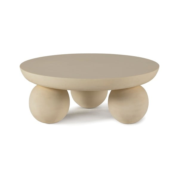 Beżowy okrągły stolik z litego drewna mango ø 90 cm Ailen – MOME