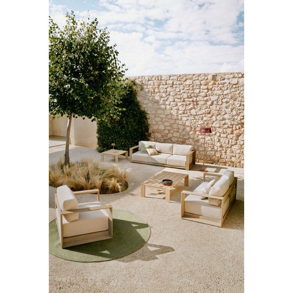 Zielony okrągły dywan odpowiedni na zewnątrz z włókien z recyklingu ø 150 cm Despas – Kave Home-image-2