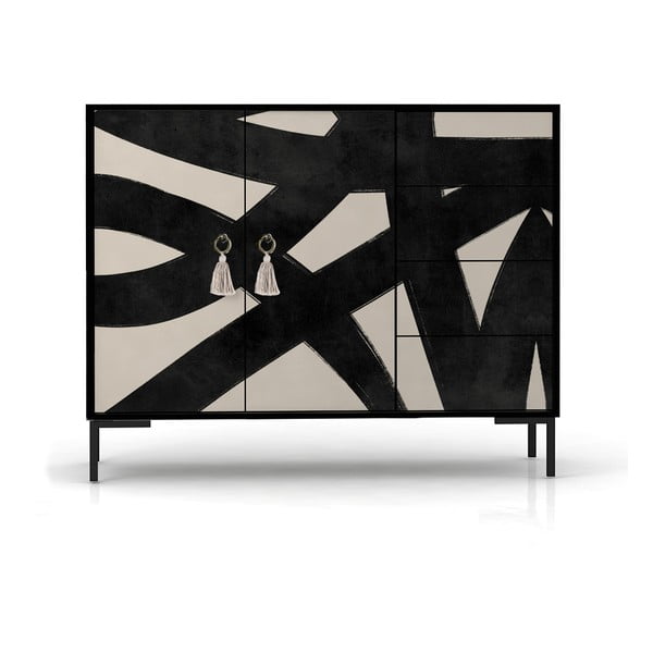 Czarno-beżowa niska komoda 113x84 cm Wilma – Really Nice Things