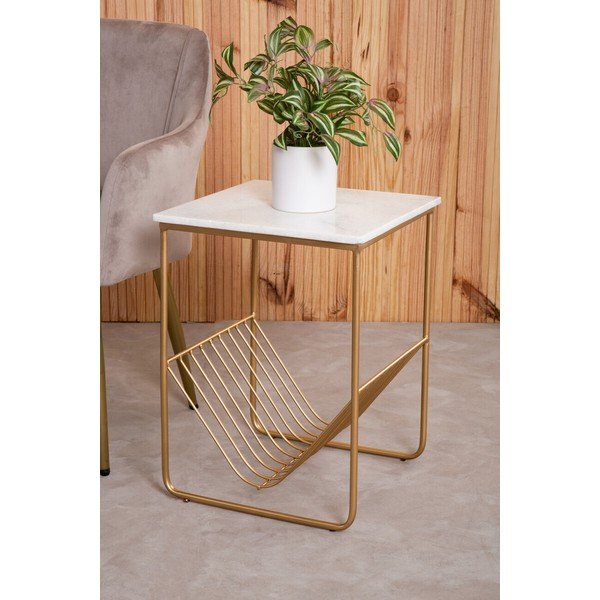 Stolik z marmurowym blatem 40x40 cm Mandoli – Premier Housewares-image-2