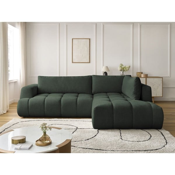 Zielony rozkładany/ze schowkiem narożnik (prawostronny/w kształcie litery L) Fuji – Bobochic Paris-image-1