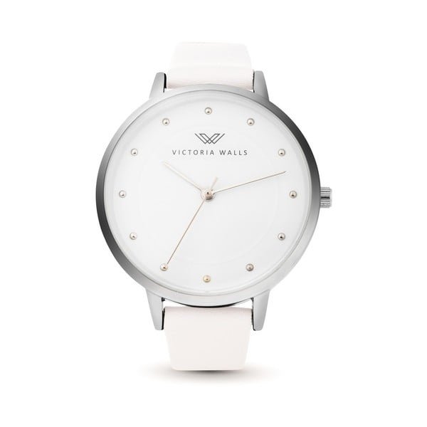 Zestaw damskiego zegarka z białym skórzanym paskiem i bransoletki Victoria Walls Linda