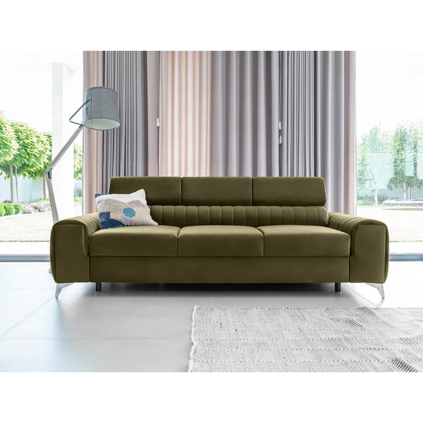 Aksamitna rozkładana sofa w kolorze khaki 261 cm Laurence – ELTAP-image-3