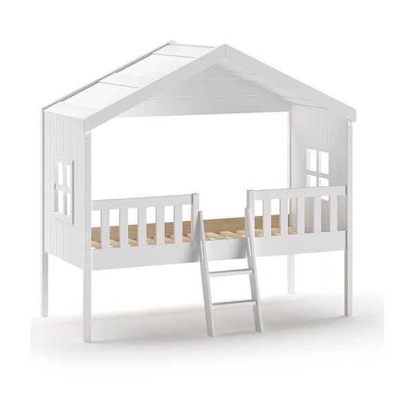 Białe podwyższone łóżko dziecięce w kształcie domku 90x200 cm Housebed – Vipack