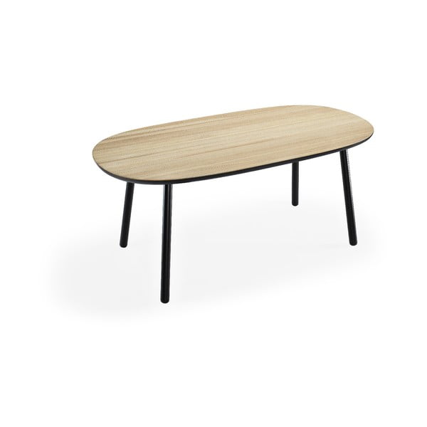 Stół z drewna jesionowego z czarnym nogami EMKO Naïve, 180x90 cm