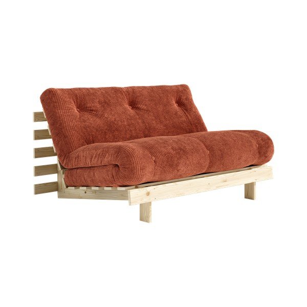 Sztruksowa rozkładana sofa w kolorze terakoty 140 cm Roots – Karup