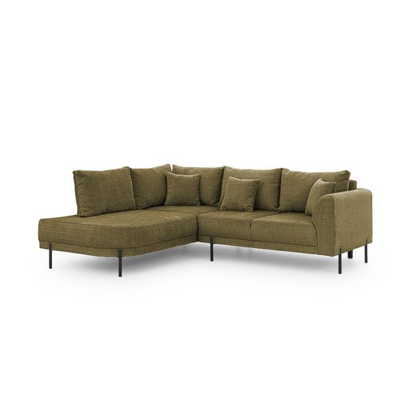 Zielony narożnik z tkaniny szenilowej (lewostronny/w kształcie litery L) Mauris  – Ropez-image-2