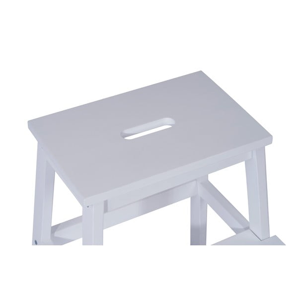 Biały stołek z drewna kauczukowego ze schodkiem Corg – Bonami Selection-image-3