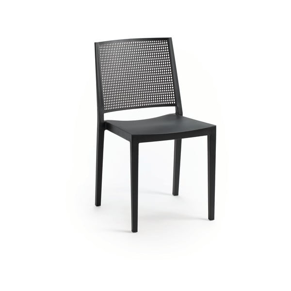 Antracytowe plastikowe krzesło ogrodowe Grid – Rojaplast