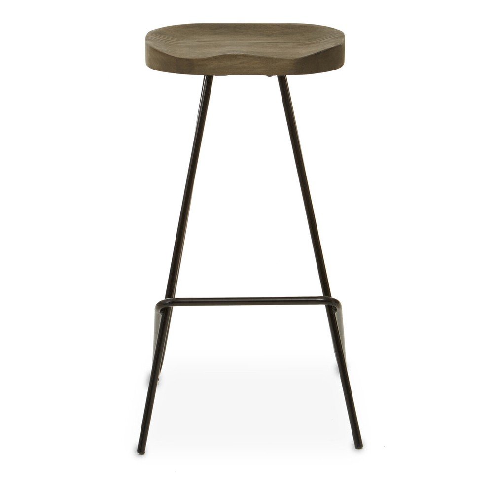 Czarny/w naturalnym kolorze hoker z litego drewna wiązu (wysokość siedziska 78 cm) District – Premier Housewares (zdjęcie 10)