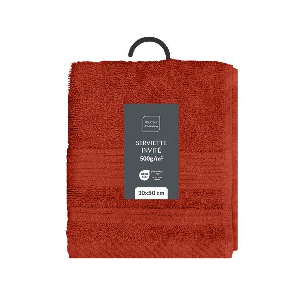 Ceglasty bawełniany ręcznik frotte 30x50 cm Tendresse – douceur d'intérieur-image-4