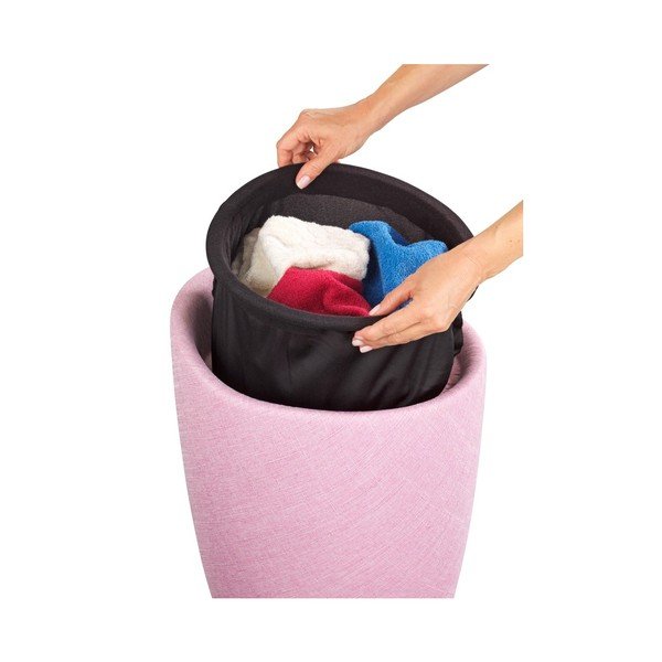 Różowy kosz na pranie i taboret w jednym Wenko Linen Look, 20 l-image-2