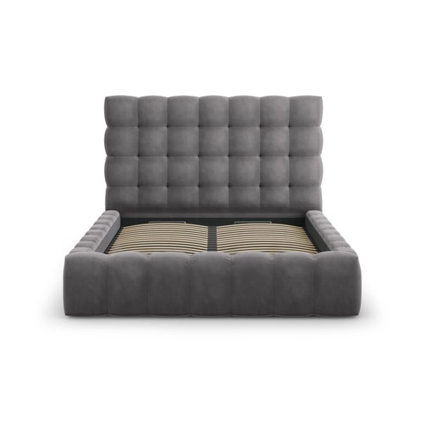 Szare tapicerowane łóżko dwuosobowe ze schowkiem i stelażem 140x200 cm Bali – Cosmopolitan Design-image-2