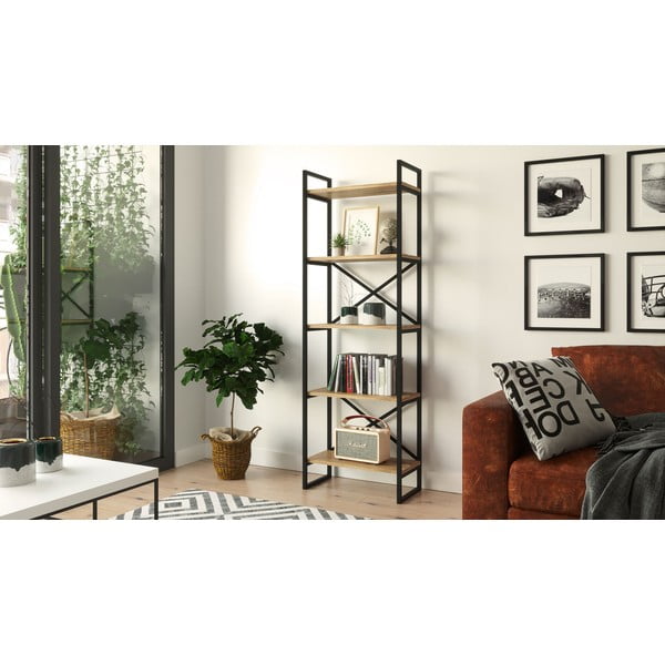 Czarny regał w dekorze sosny 58x175 cm Nicol – Kalune Design-image-3