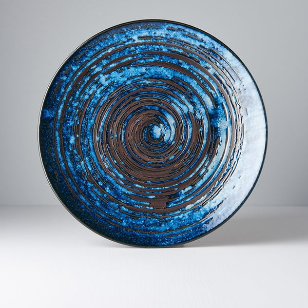 Niebieski talerz ceramiczny MIJ Copper Swirl, ø 29 cm-image-3