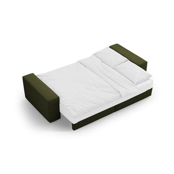 Ciemnozielona rozkładana sofa z materiału bouclé 247 cm Jodie – Micadoni Home-image-4