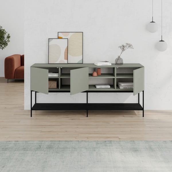 Zielono-czarna komoda 180x80x40 cm Amira – Marckeric-image-3