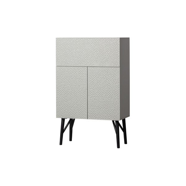 Jasnoszara szafka na wino z litego drewna mango 90x146x46 cm Carved – WOOOD-image-1