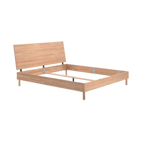 Łóżko dwuosobowe z litego drewna dębowego bez stelaża 180x200 cm w naturalnym kolorze Forrest – Vipack-image-2