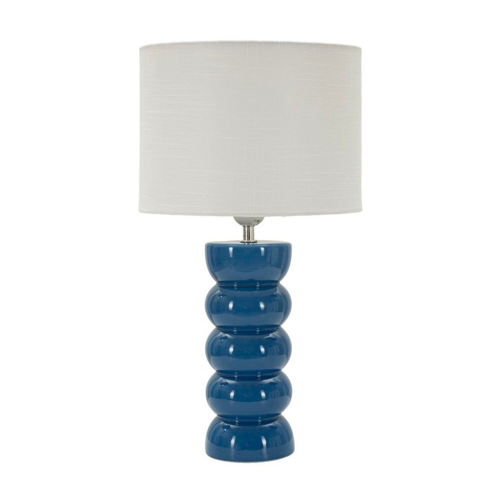 Biała/niebieska lampa stołowa ceramiczna z tekstylnym kloszem (wysokość 46 cm) Torr – Mauro Ferretti