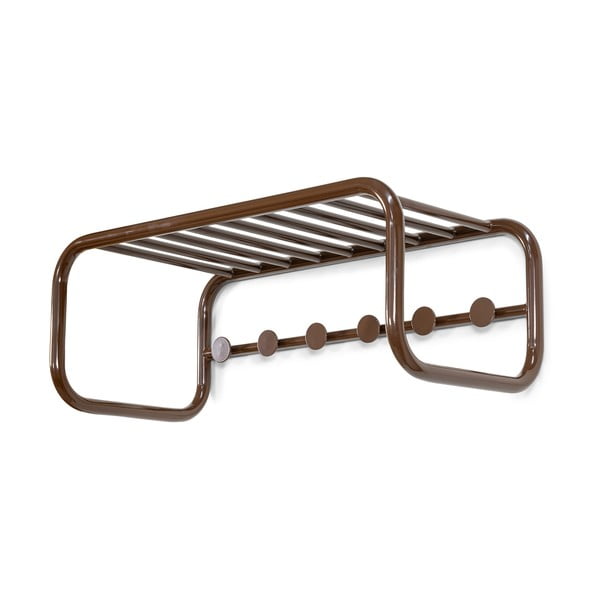 Ciemnobrązowy metalowy wieszak ścienny z półką 72 cm Retro – Spinder Design-image-2