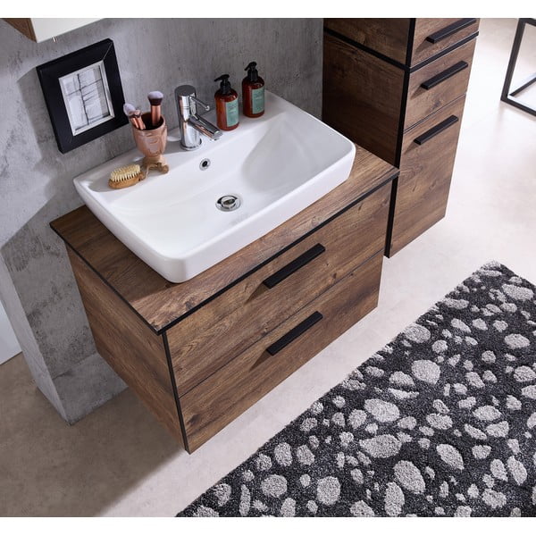 Brązowa szafka pod umywalkę bez baterii w dekorze dębu 71x51 cm Set 374 – Pelipal-image-1