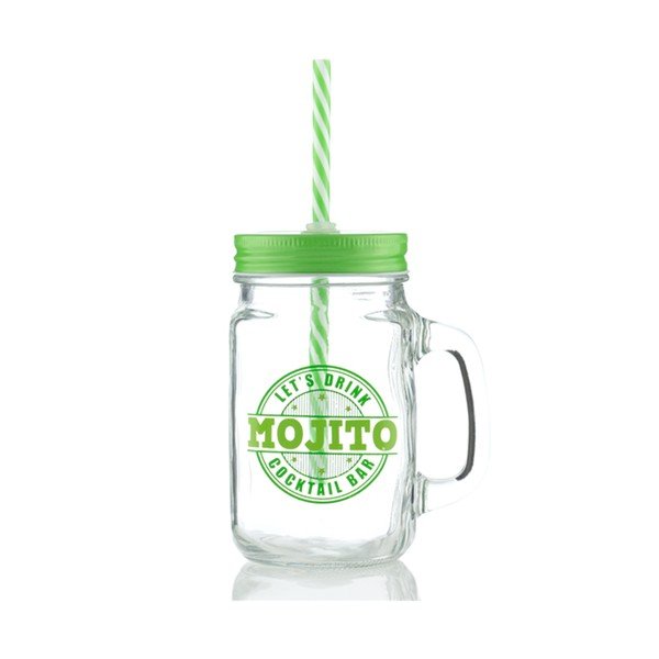 Szklanka/słoik ze słomką InnovaGoods Mojito, 450 ml