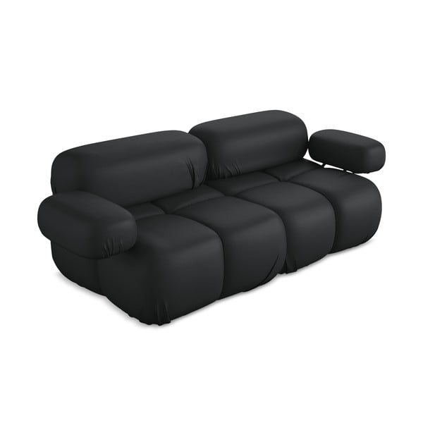 Czarna sofa modułowa z imitacji skóry 190 cm Lokua – Makamii-image-1
