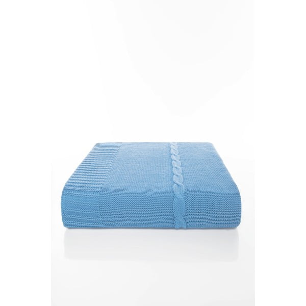 Jasnoniebieski koc Home De Bleu Lora, 170x130 cm