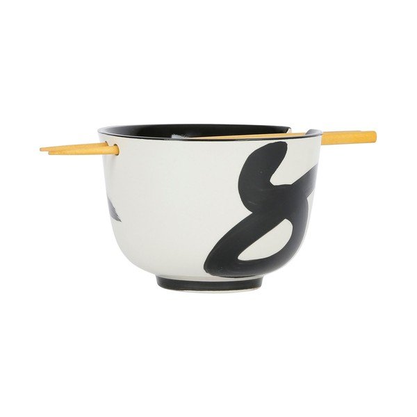 Czarno-biała kamionkowa miska ø 13 cm Linge – Sema-image-1