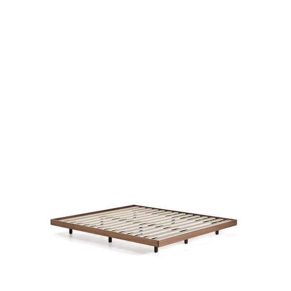 Brązowe łóżko dwuosobowe z litego drewna brzozowego bez zagłówka ze stelażem 180x200 cm Norlen – Kave Home