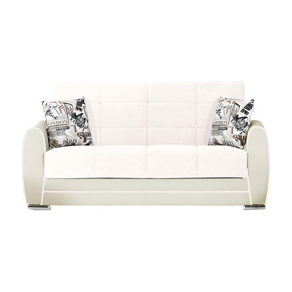 Kremowa dwuosobowa sofa rozkładana ze schowkiem Esidra Rest