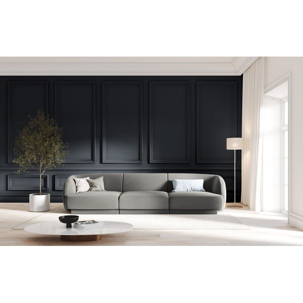 Szara aksamitna sofa 259 cm Miley − Micadoni Home-image-1
