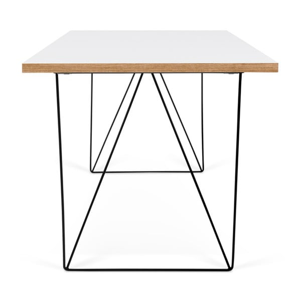 Biurko z białym blatem i czarną podstawą TemaHome Flow, 140 x 75 cm-image-3