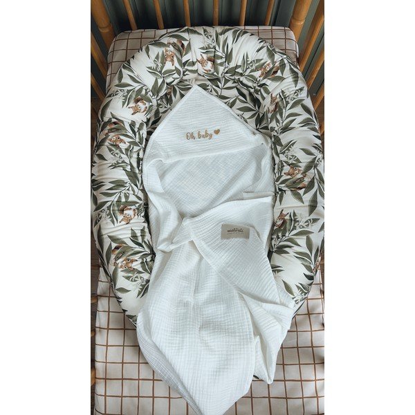 Biały muślinowy ręcznik dziecięcy z kapturem 85x85 cm Muslin – Malomi Kids-image-1