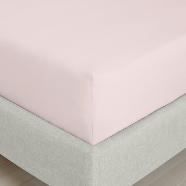 Różowe prześcieradło z perkalu bawełnianego z gumką 90x190 cm Cotton Percale – Bianca-image-3