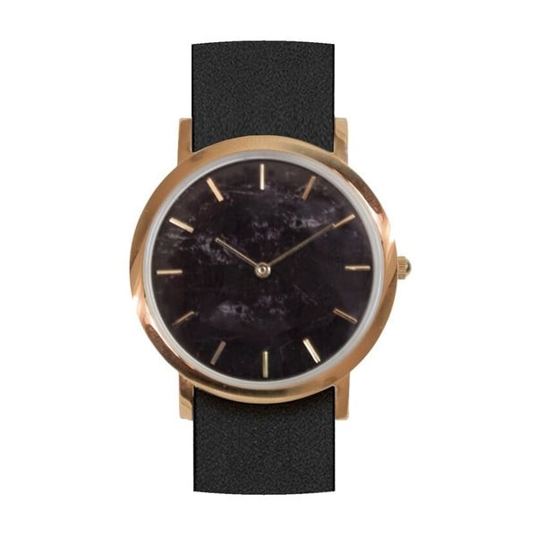 Czarny marmurkowy zegarek z czarnym paskiem Analog Watch Co. Classic