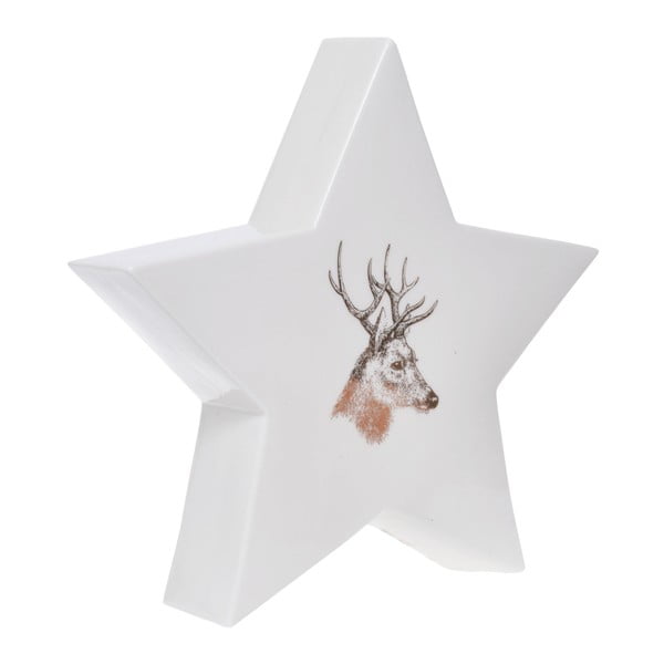 Biała ceramiczna gwiazdka Ewax Deer, wys. 15,5 cm