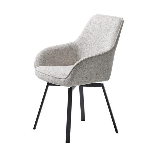 Jasnoszary tapicerowany fotel jadalniany z podłokietnikami Alma – Unique Furniture