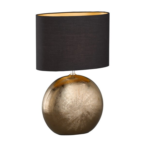 Czarno-brązowa ceramiczna lampa stołowa z tekstylnym kloszem (wysokość 53 cm) Foro – Fischer & Honsel