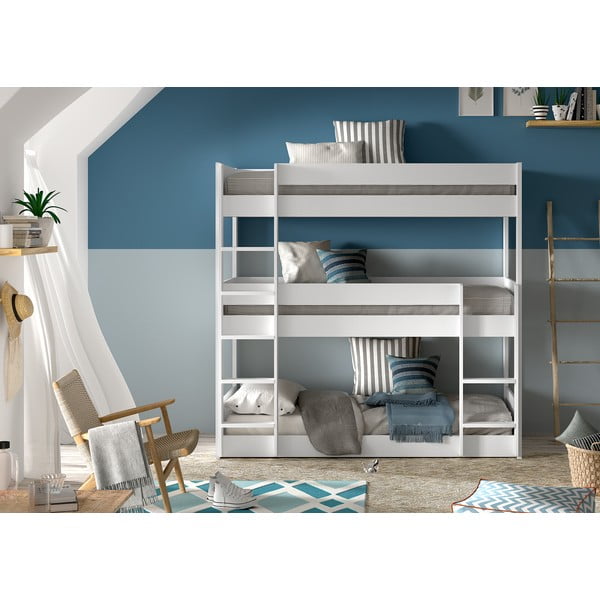 Białe piętrowe łóżko dziecięce z litego drewna sosnowego 90x200 cm Scott – Vipack-image-2