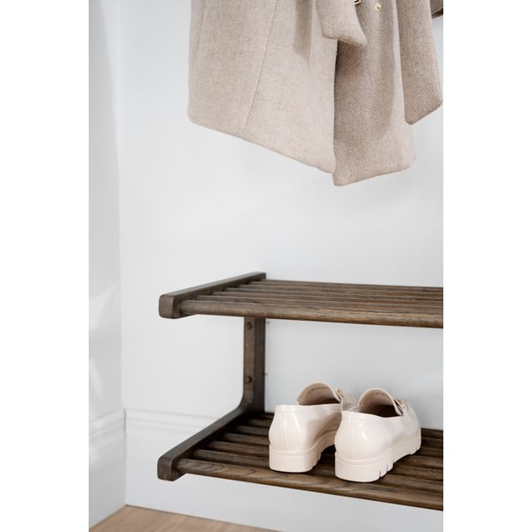 Ciemnobrązowa wisząca szafka na buty z litego drewna dębowego Inverness – Rowico-image-3