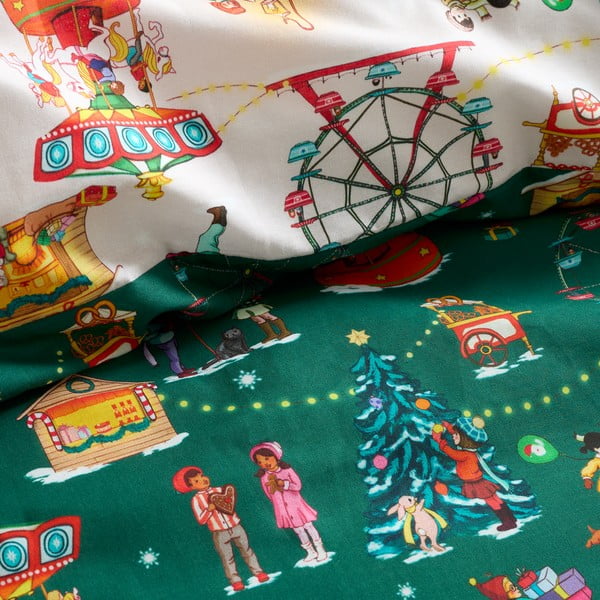 Zielona bawełniana pościel dziecięca dwuosobowa 200x200 cm Christmas Fairground – Belle & Boo-image-4