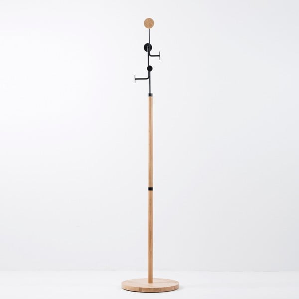 Wieszak stojący z litego drewna dębowego z czarnym elementem Gazzda Hook-image-2