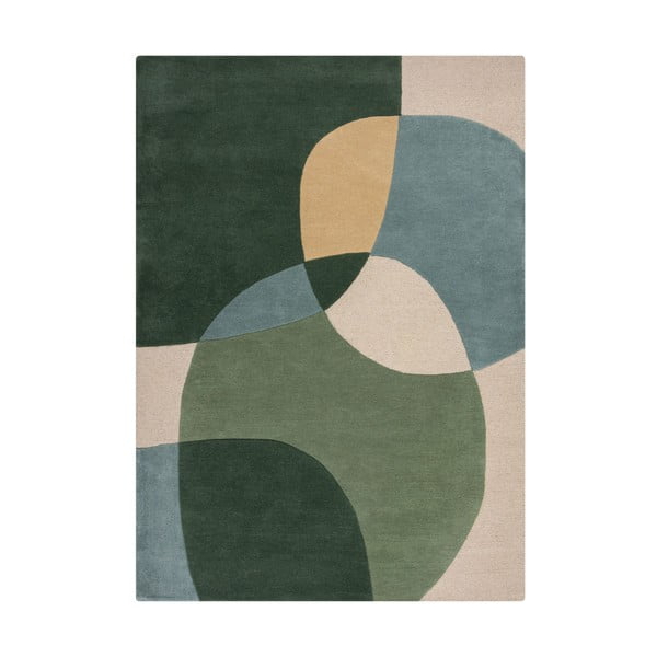 Zielony wełniany dywan tkany ręcznie 160x230 cm Glow Green & Blue – Flair Rugs